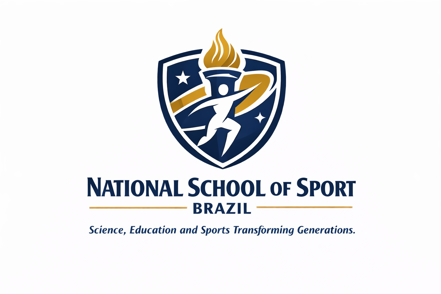 Logotipo da Escola Nacional do Esporte em inglês